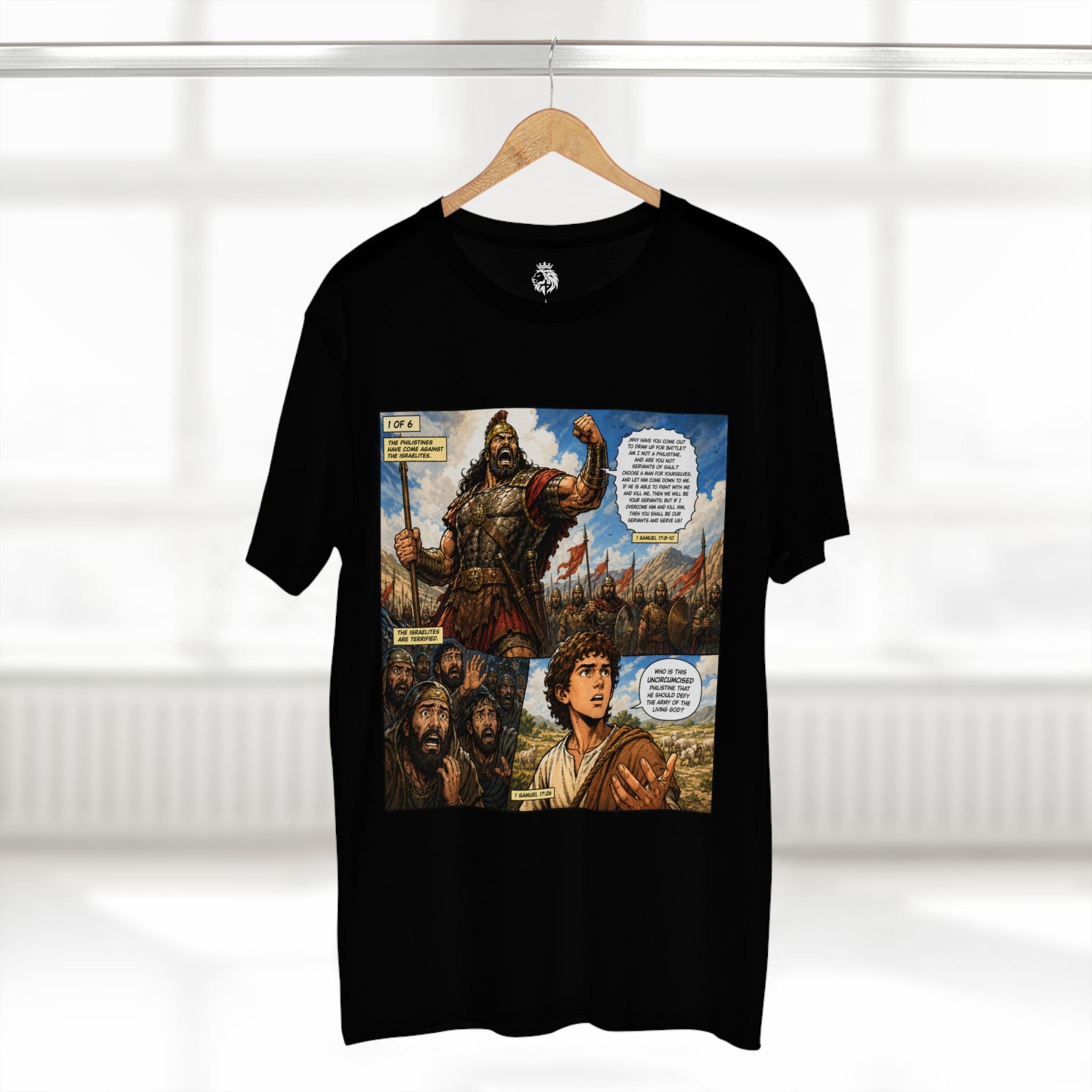 David and Goliath Comic Shirt | Christian Graphic Tee | 1 Samuel 17; 1 of 6