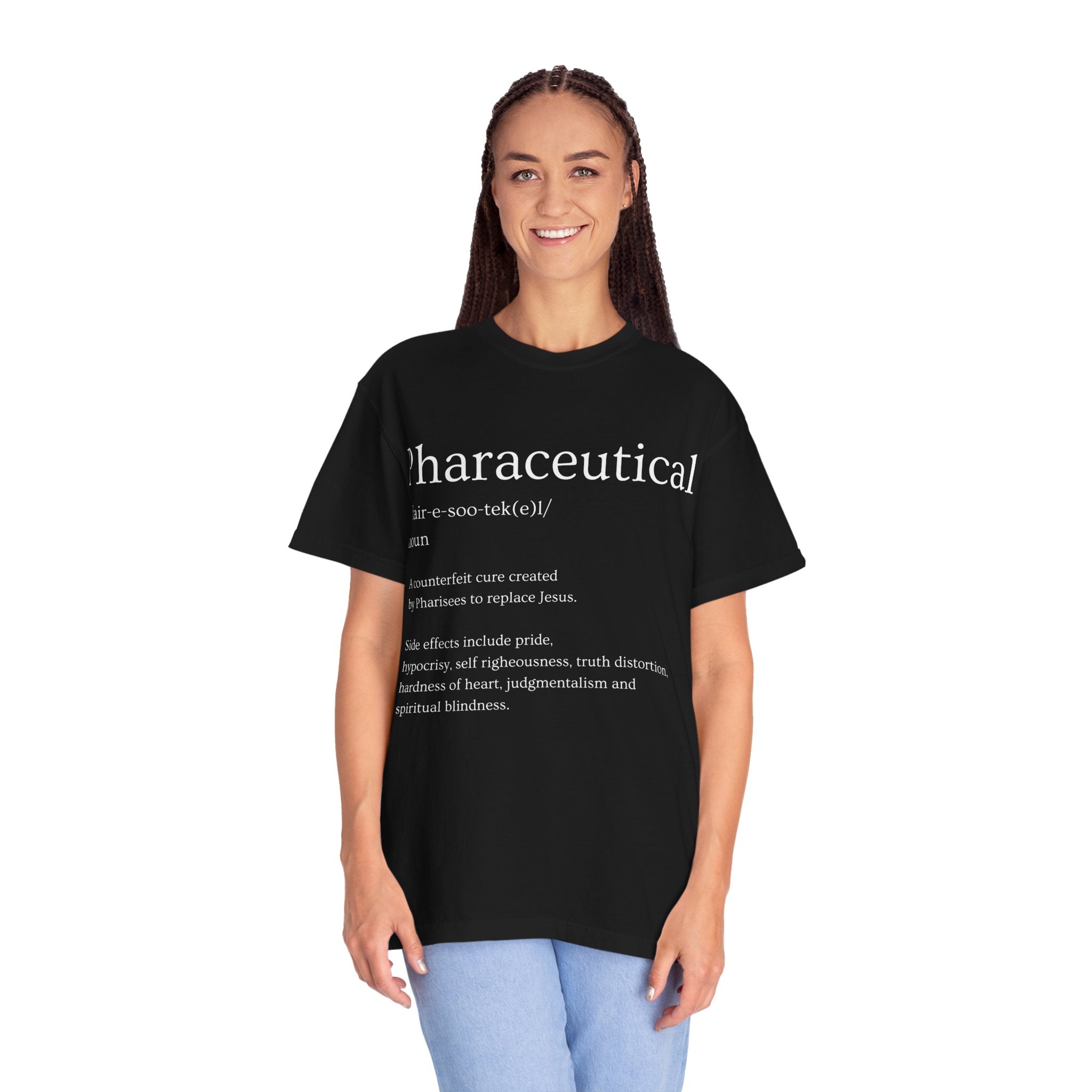 Pharaceutical Definition Black T-Shirt Christian Satire Tee, Faith-Inspired Streetwear, Bold Religious Apparel, Gift for Believers