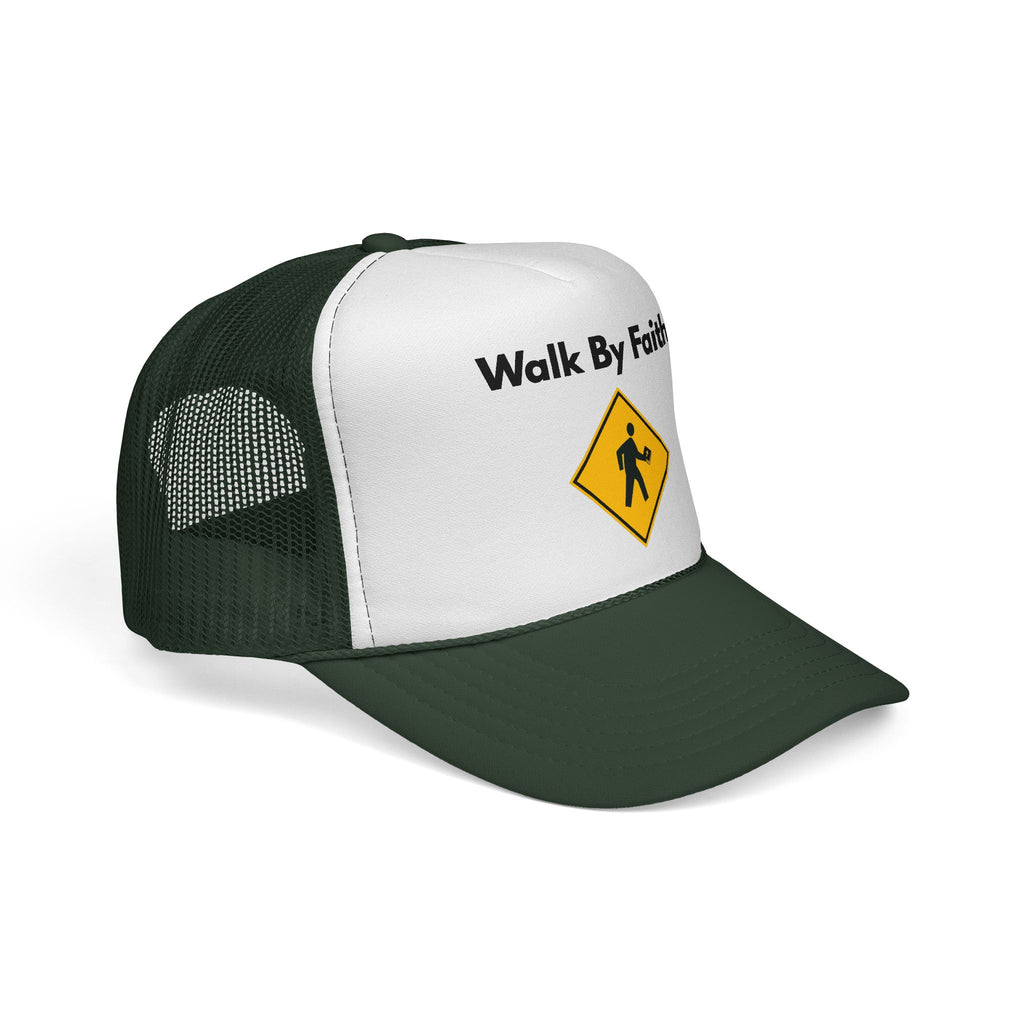 Walk By Faith Trucker Hat Christian Baseball Cap with Walk Sign Design, Faith-Based Headwear, Inspirational Christian Gift