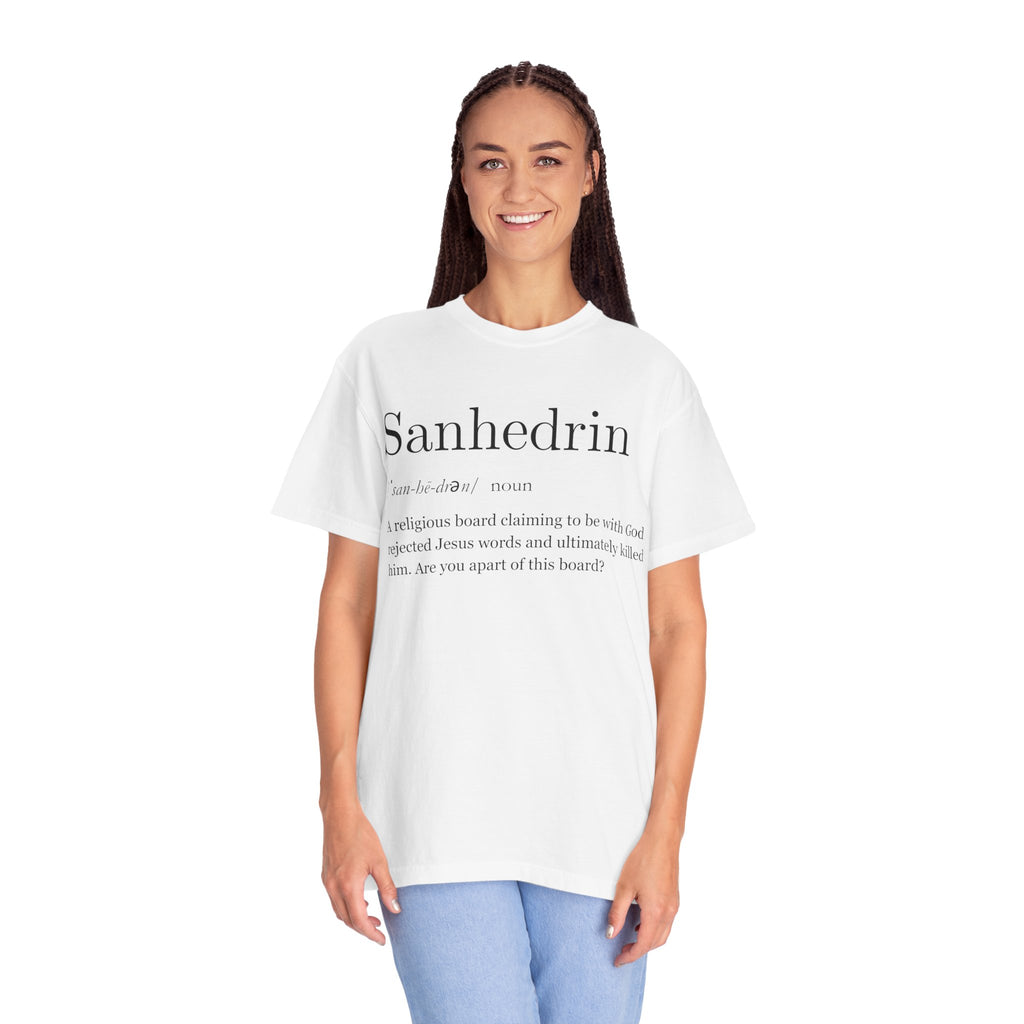 White Sanhedrin Definition T-Shirt Christian Satire Tee, Faith-Inspired Streetwear, Bold Religious Apparel, Gift for Believers