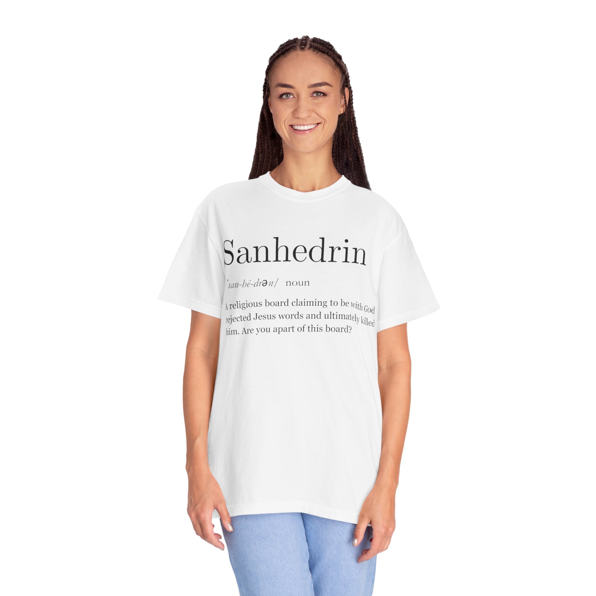 White Sanhedrin Definition T-Shirt Christian Satire Tee, Faith-Inspired Streetwear, Bold Religious Apparel, Gift for Believers