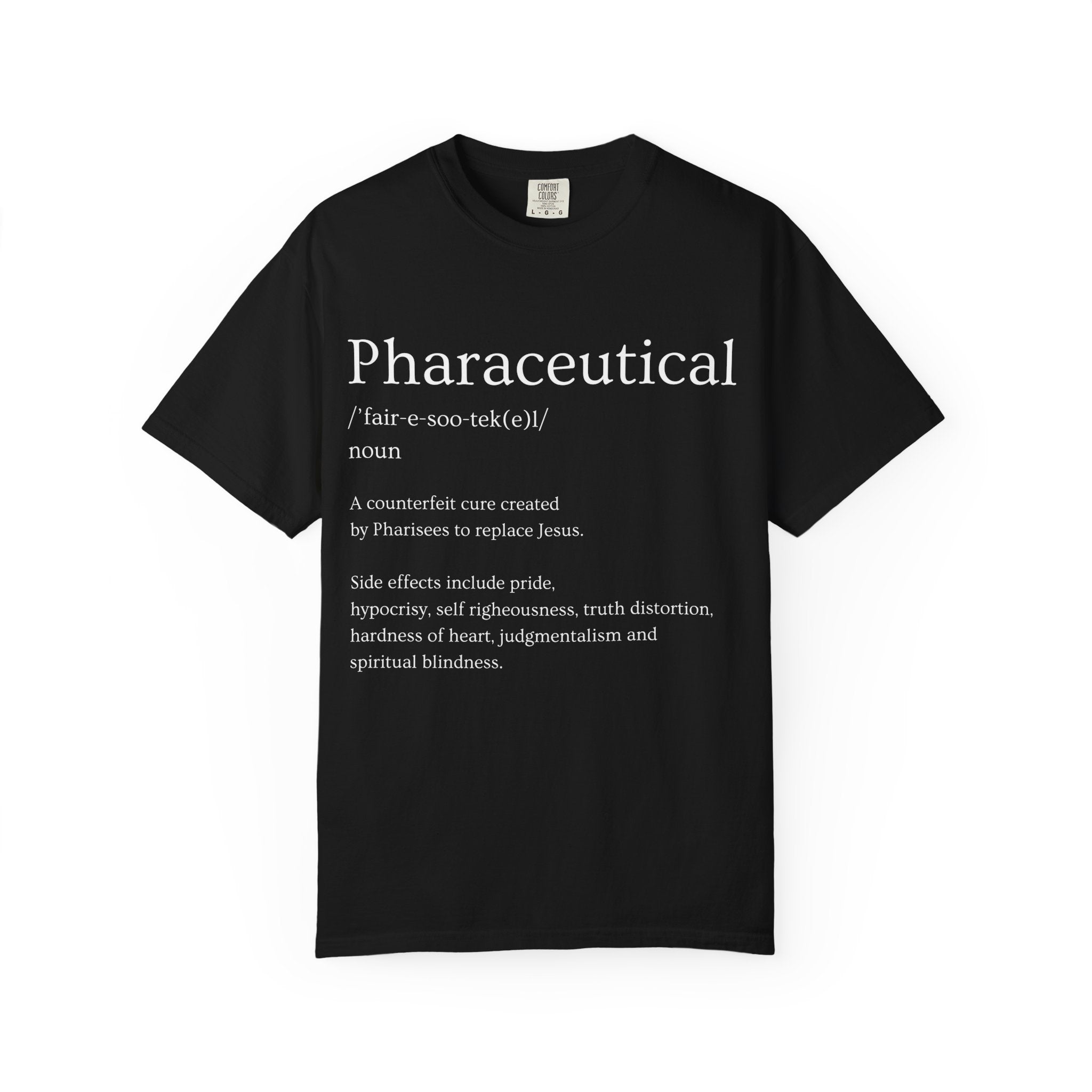 Pharaceutical Definition Black T-Shirt Christian Satire Tee, Faith-Inspired Streetwear, Bold Religious Apparel, Gift for Believers