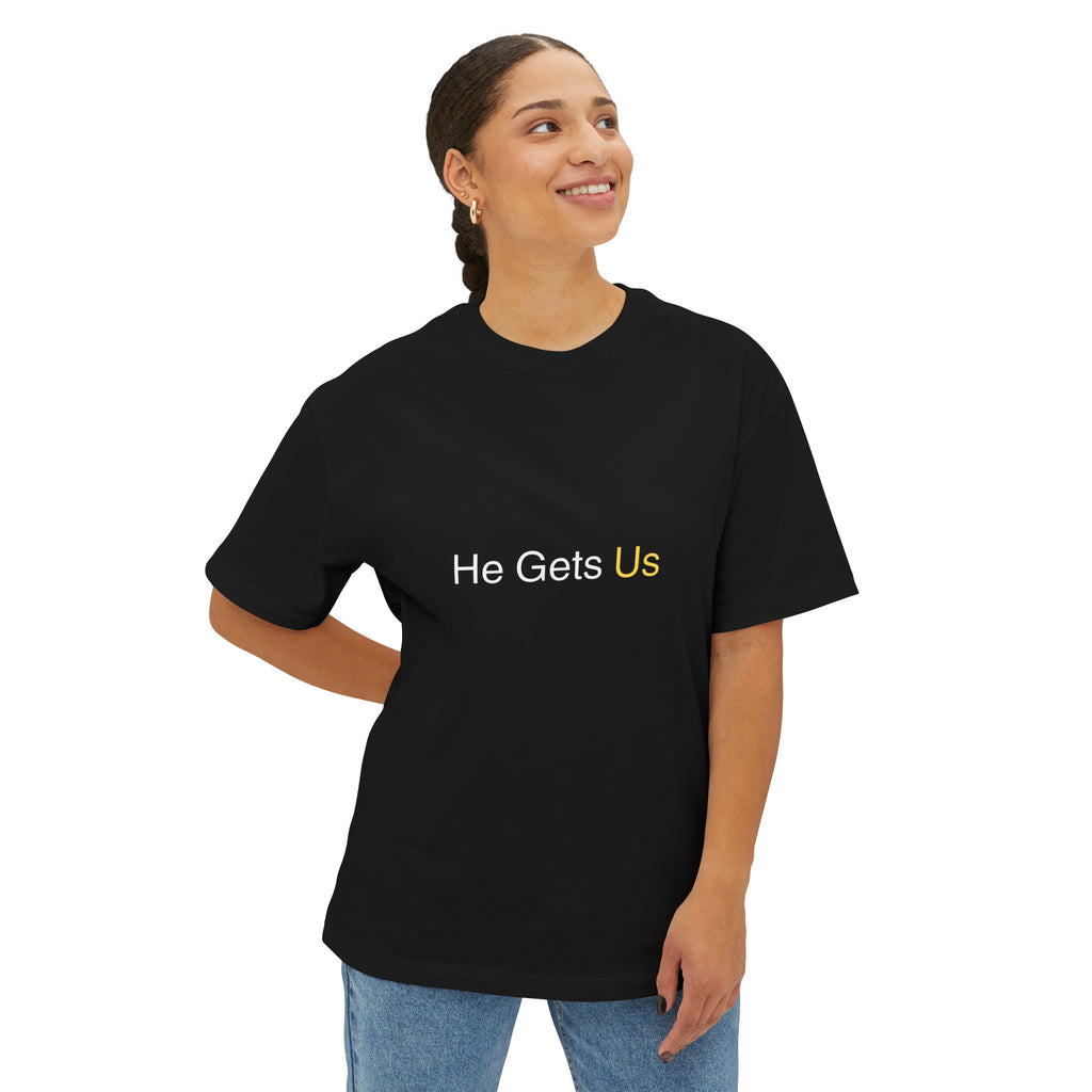 He Gets Us But Not Our Sin Christian T-Shirt Unisex Oversized Boxy Faith-Inspired Graphic Tee, Religious Apparel for Church
