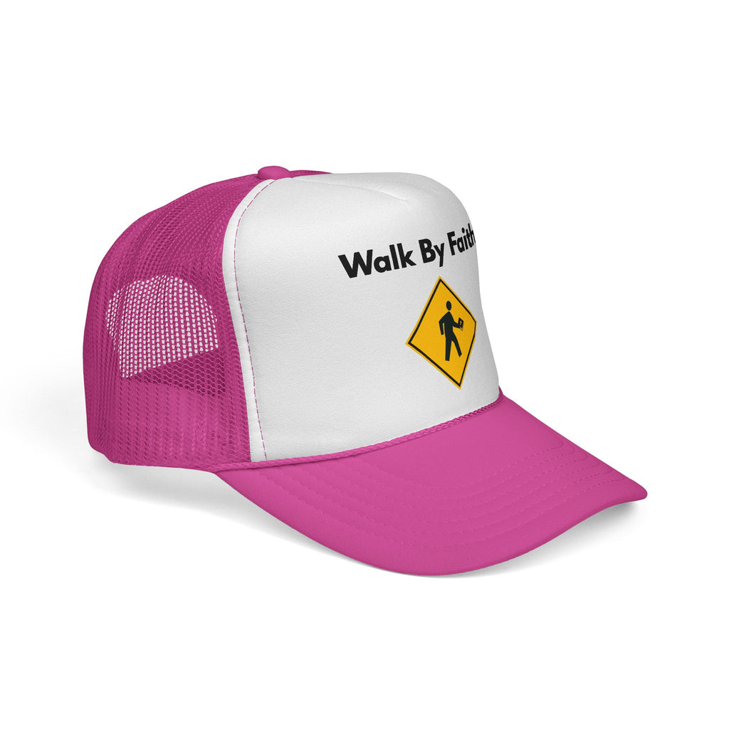 Walk By Faith Trucker Hat Christian Baseball Cap with Walk Sign Design, Faith-Based Headwear, Inspirational Christian Gift