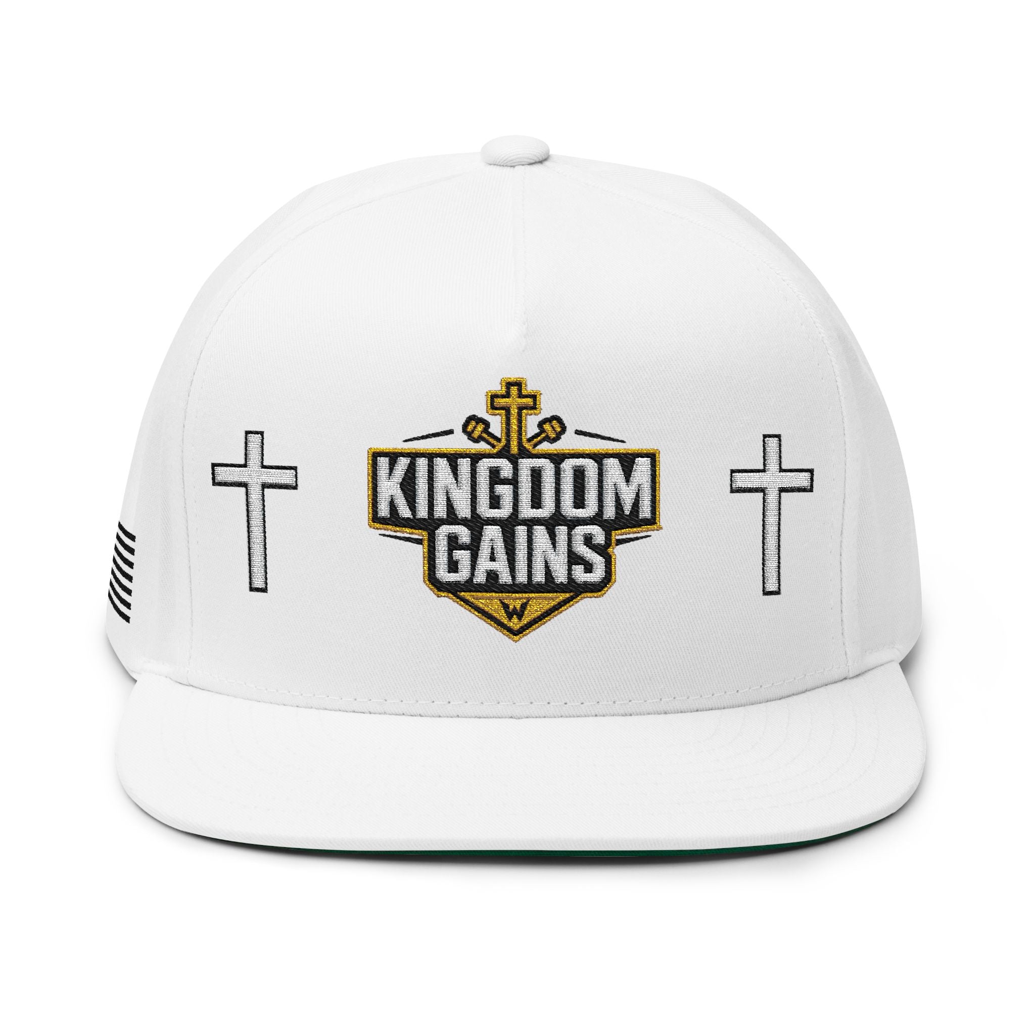 Kingdom Gains Flat Bill Cap | Faith-Inspired Christian Snapback, Embroidered Motivational Hat, Religious Apparel & Sportswear Gift