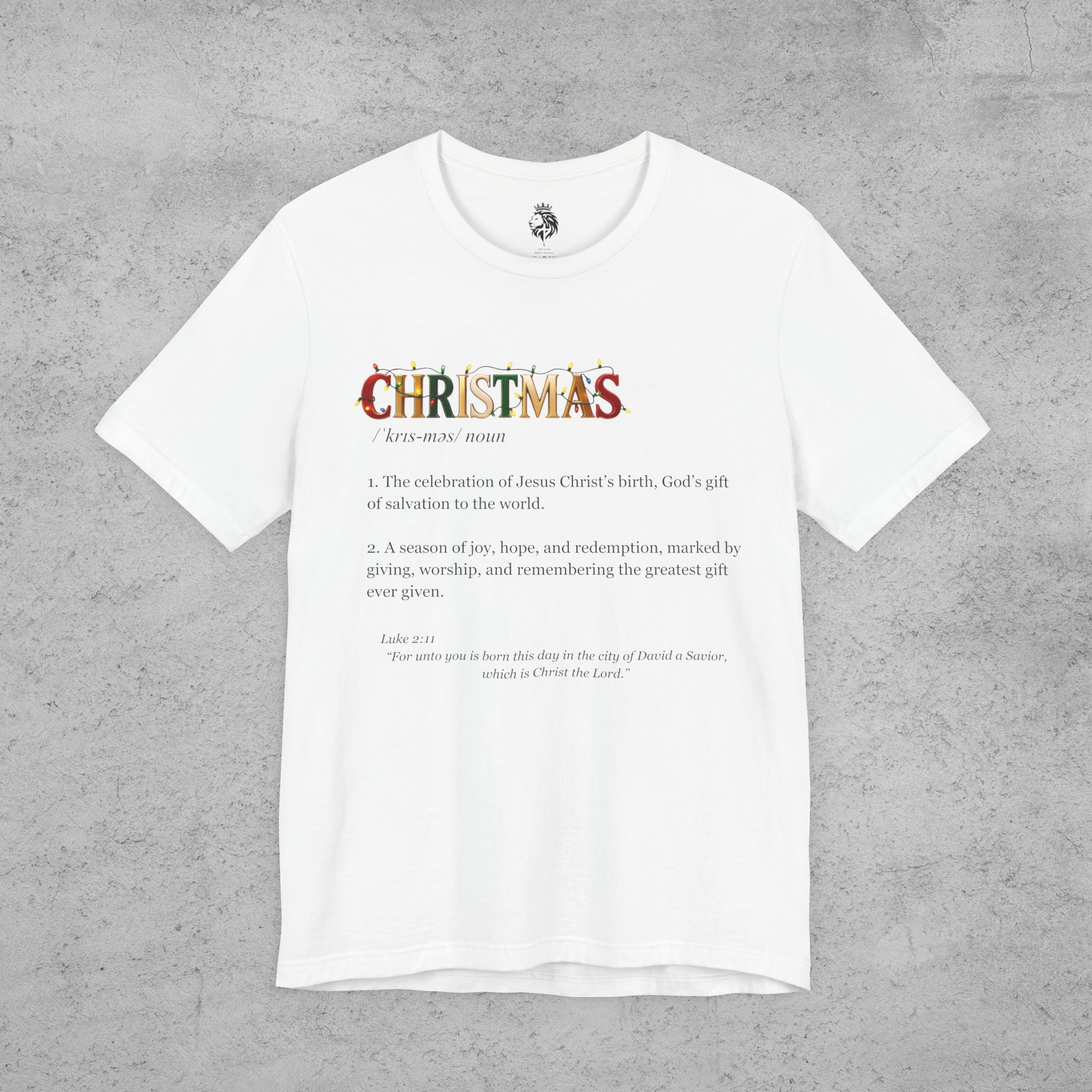 Christmas Definition T-Shirt | Christian Holiday Tee, Scripture Christmas Apparel, Festive Faith Gift