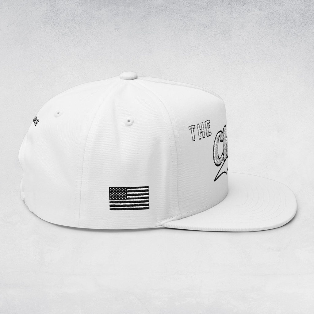 The Chosen Flat Bill Cap- White on white