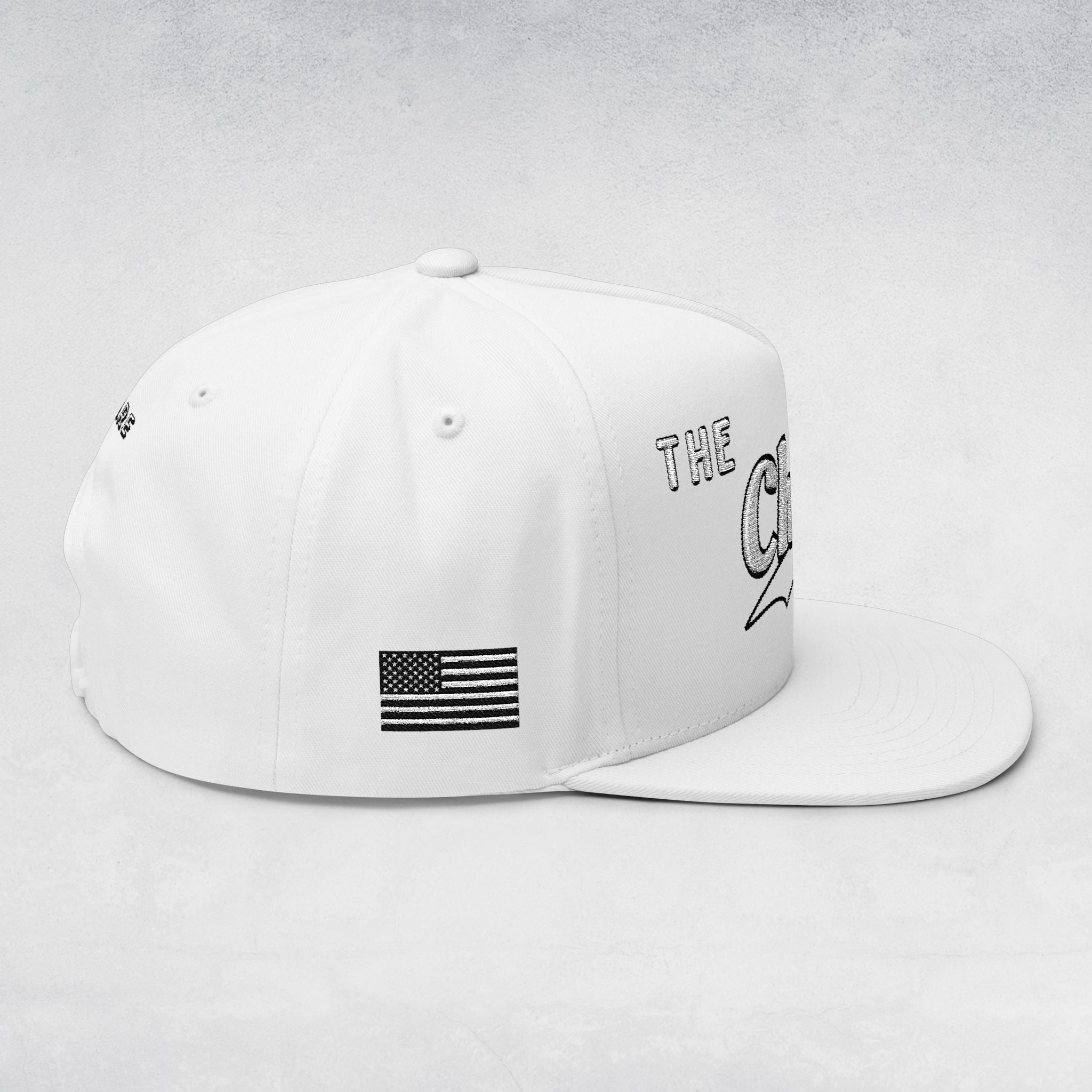The Chosen Flat Bill Cap- White on white