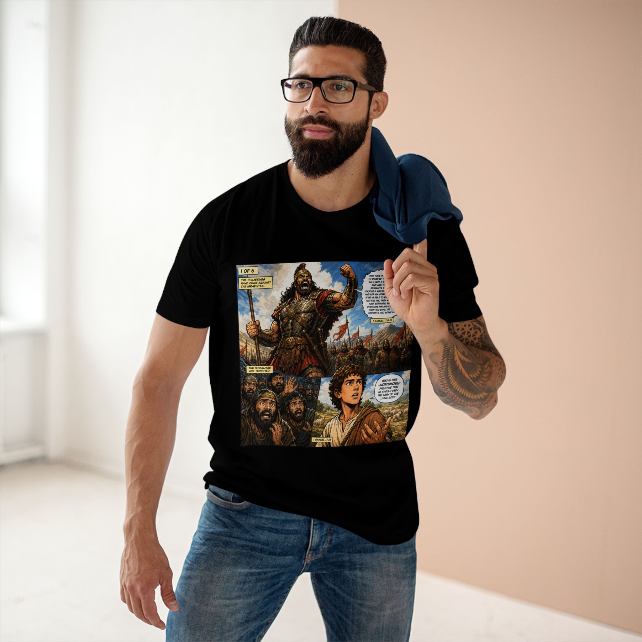 David and Goliath Comic Shirt | Christian Graphic Tee | 1 Samuel 17; 1 of 6