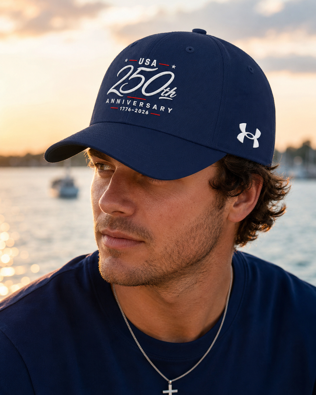 USA 250th Anniversary Embroidered Cap | Navy Blue Patriotic Hat