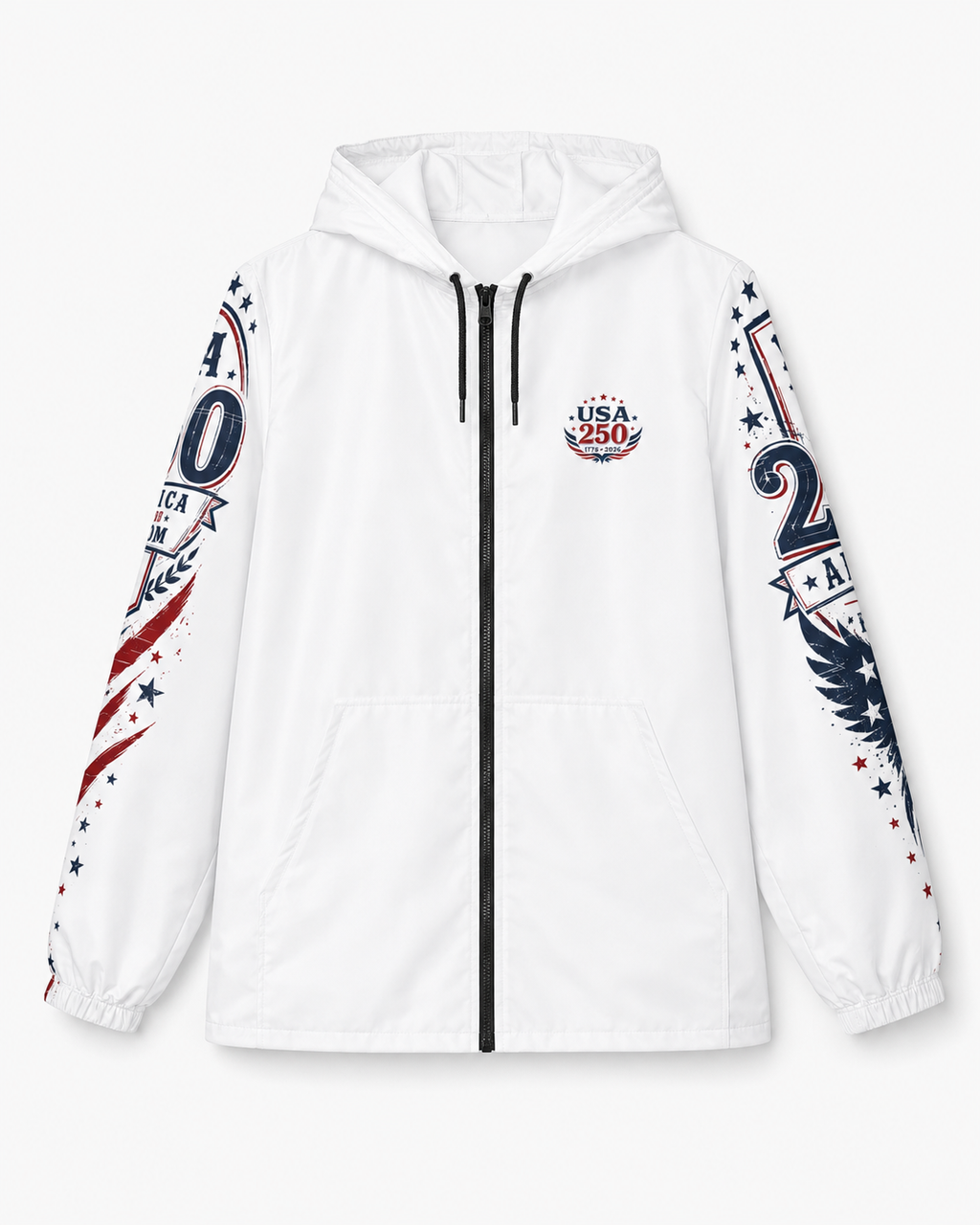 USA 250 Windbreaker Jacket | 250 Years of Freedom Patriotic Hooded Jacket