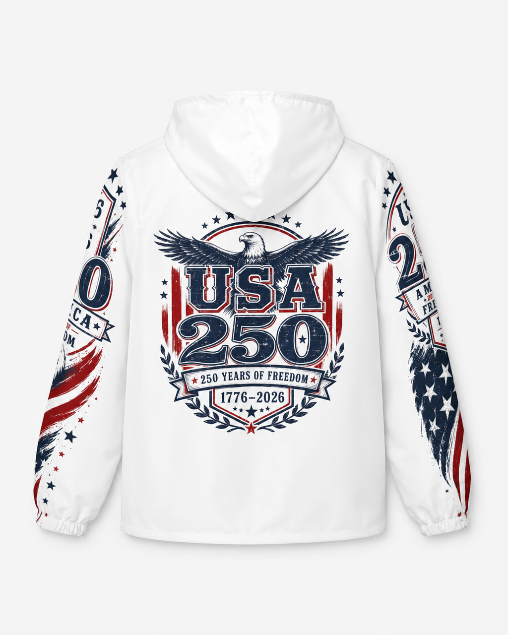 USA 250 Windbreaker Jacket | 250 Years of Freedom Patriotic Hooded Jacket