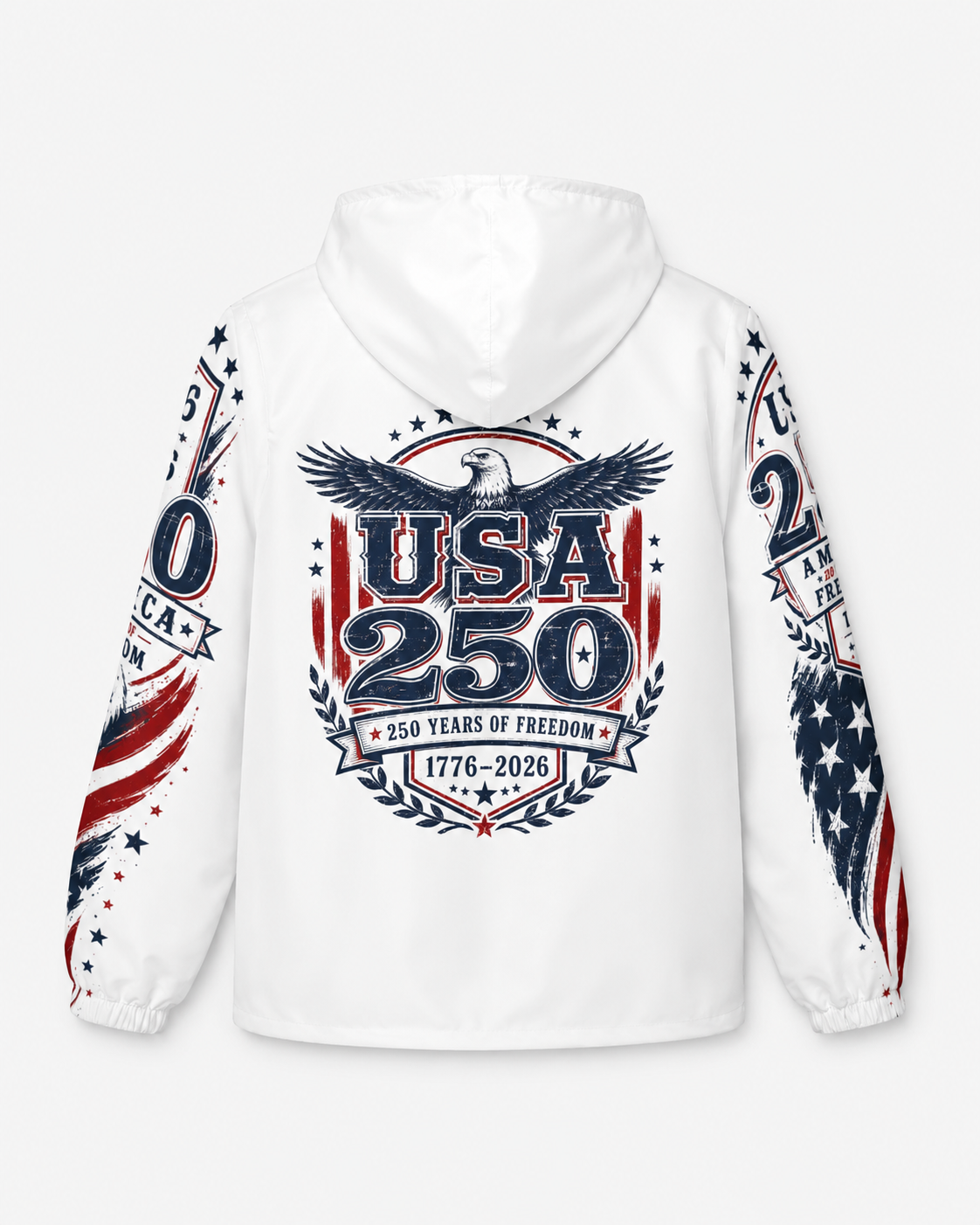 USA 250 Windbreaker Jacket | 250 Years of Freedom Patriotic Hooded Jacket