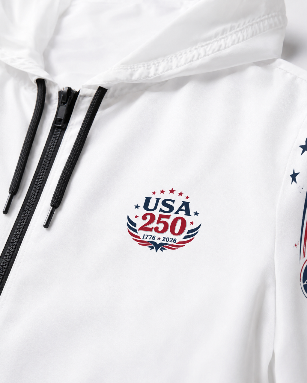USA 250 Windbreaker Jacket | 250 Years of Freedom Patriotic Hooded Jacket
