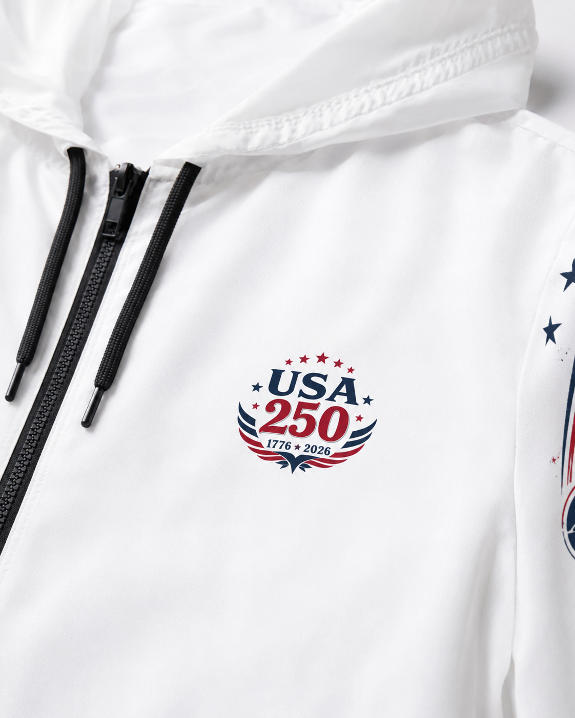 USA 250 Windbreaker Jacket | 250 Years of Freedom Patriotic Hooded Jacket