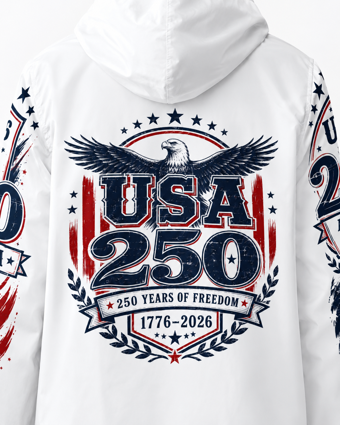 USA 250 Windbreaker Jacket | 250 Years of Freedom Patriotic Hooded Jacket