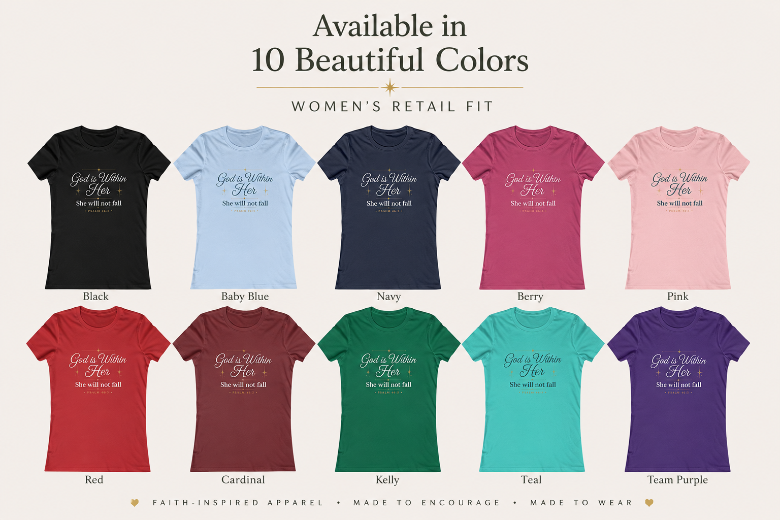 God Is Within Her – Psalm 46:5 Women's Christian T-Shirt