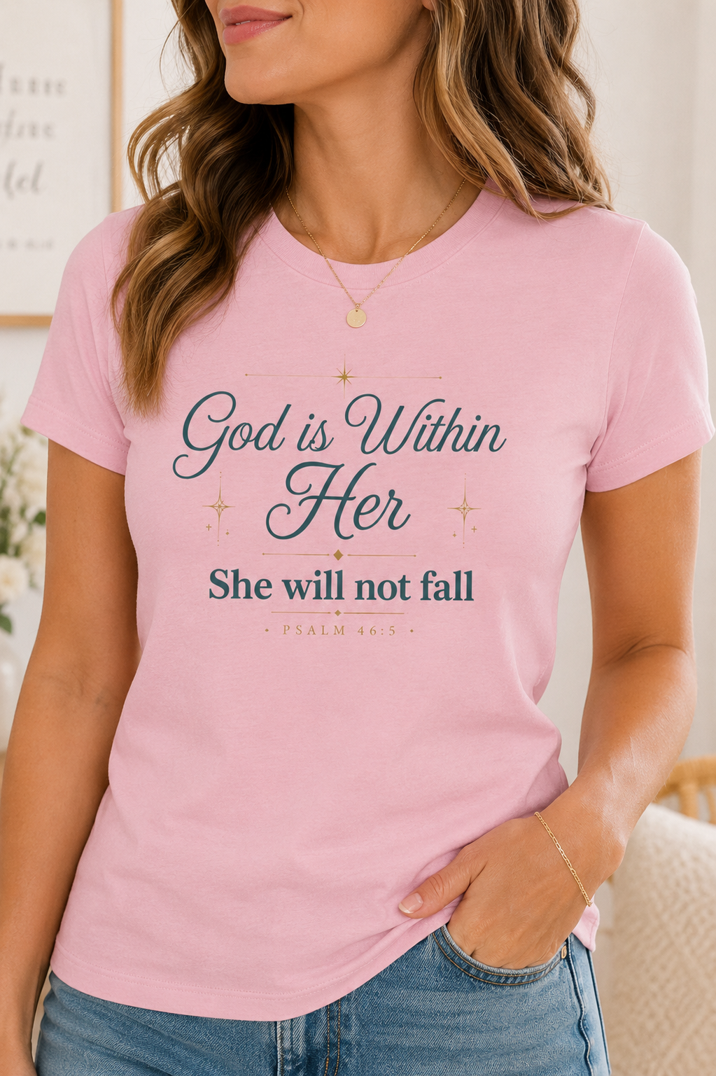 God Is Within Her – Psalm 46:5 Women's Christian T-Shirt