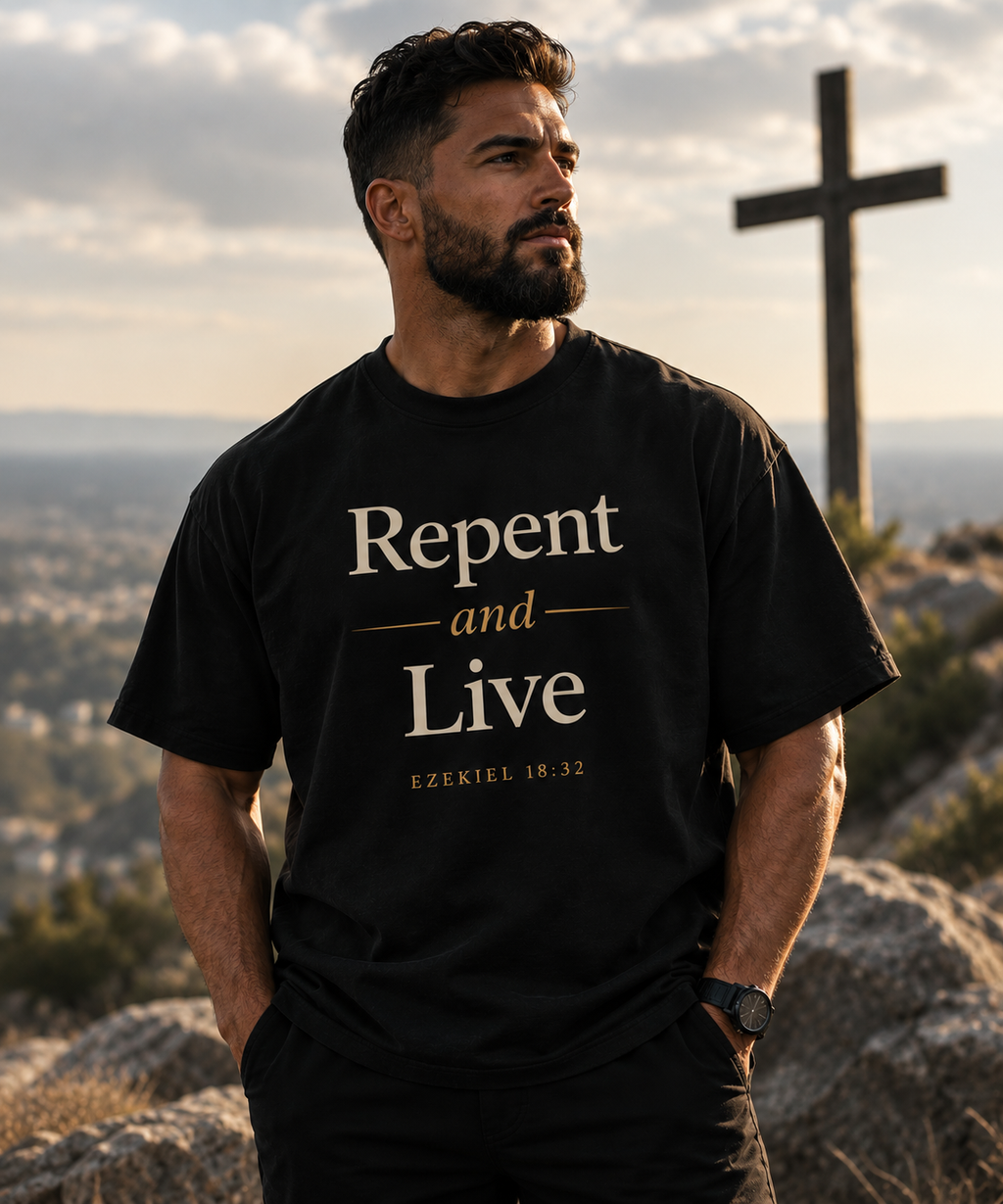 Repent and Live Tee | Premium Christian Streetwear | Ezekiel 18:32
