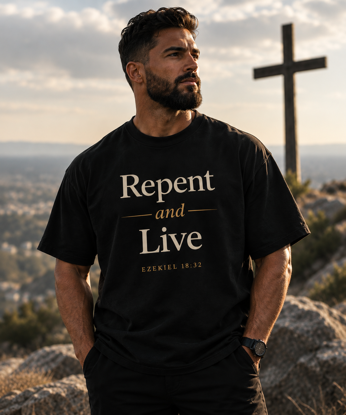 Repent and Live Tee | Premium Christian Streetwear | Ezekiel 18:32