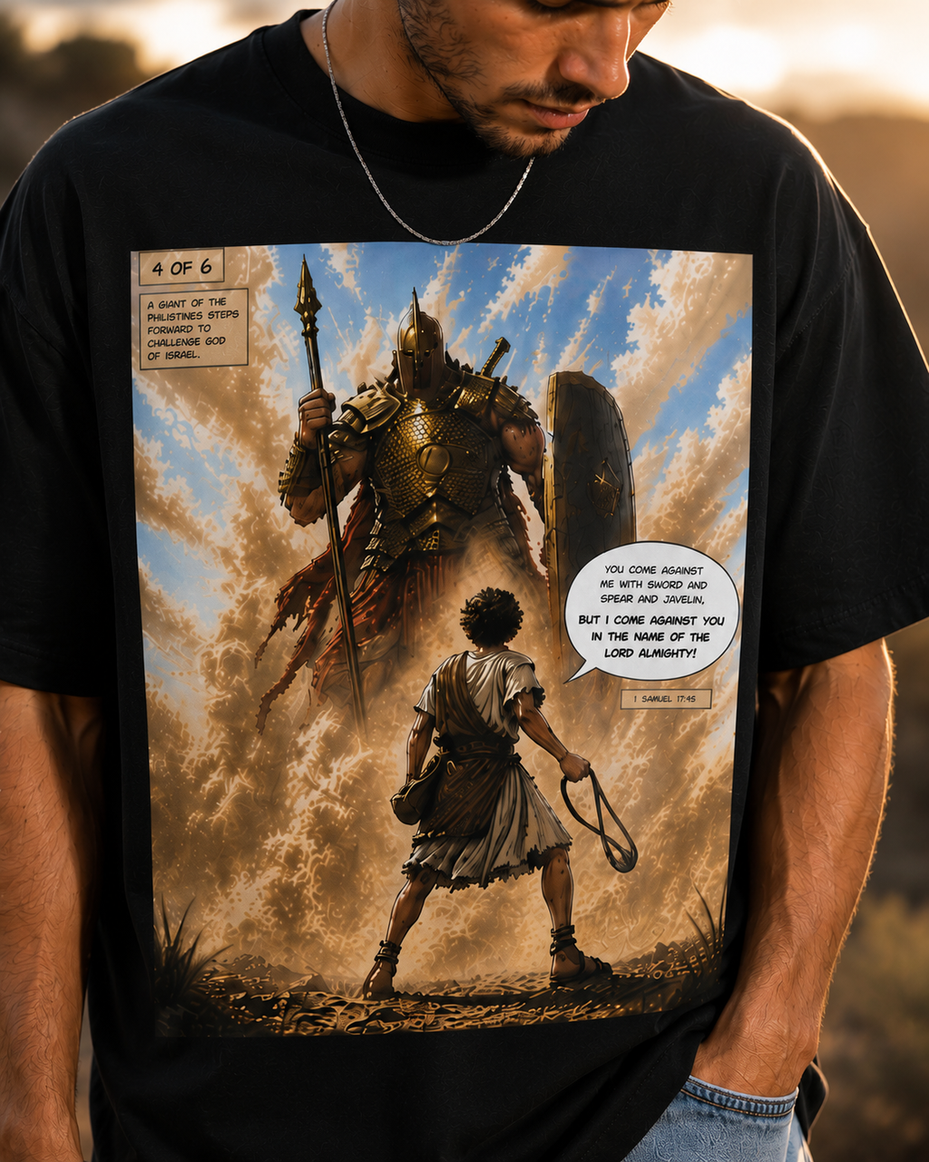 David vs. Goliath Comic Shirt 1 Samuel 17:50