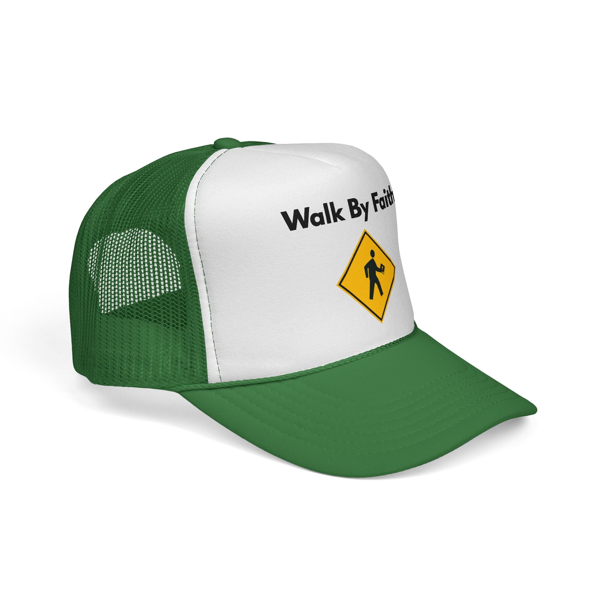 Walk By Faith Trucker Hat Christian Baseball Cap with Walk Sign Design, Faith-Based Headwear, Inspirational Christian Gift