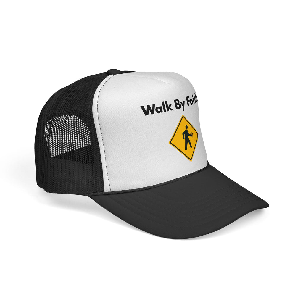 Walk By Faith Trucker Hat Christian Baseball Cap with Walk Sign Design, Faith-Based Headwear, Inspirational Christian Gift