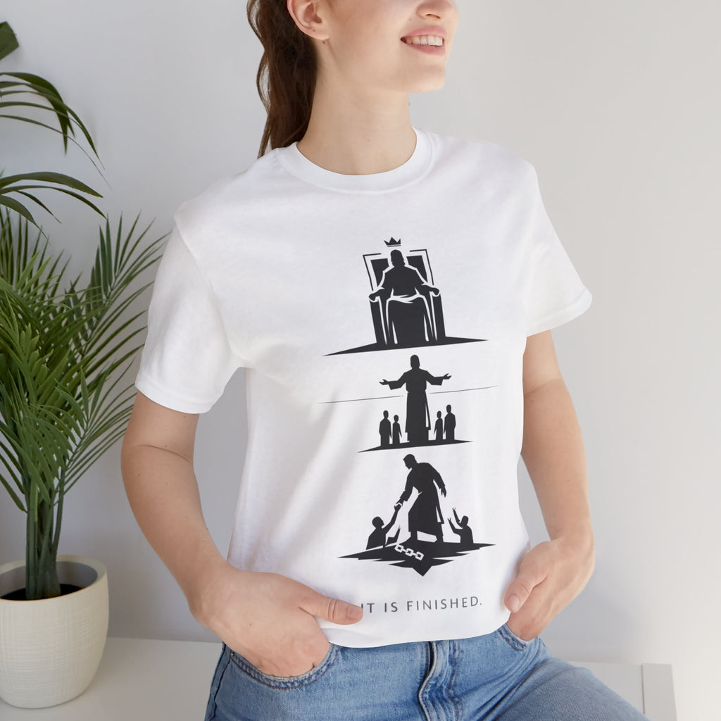 It Is Finished Christian T-Shirt — Resurrection Scene Graphic Tee