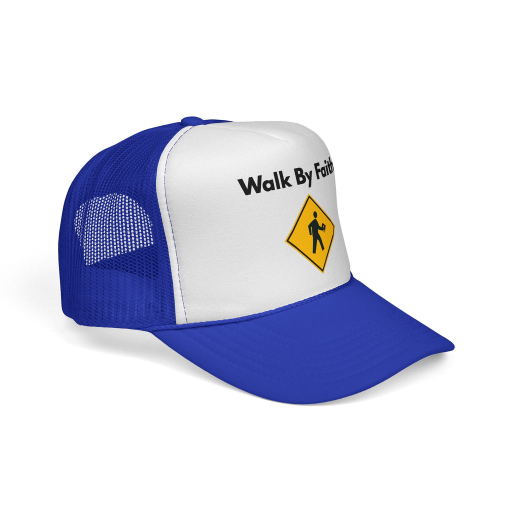 Walk By Faith Trucker Hat Christian Baseball Cap with Walk Sign Design, Faith-Based Headwear, Inspirational Christian Gift