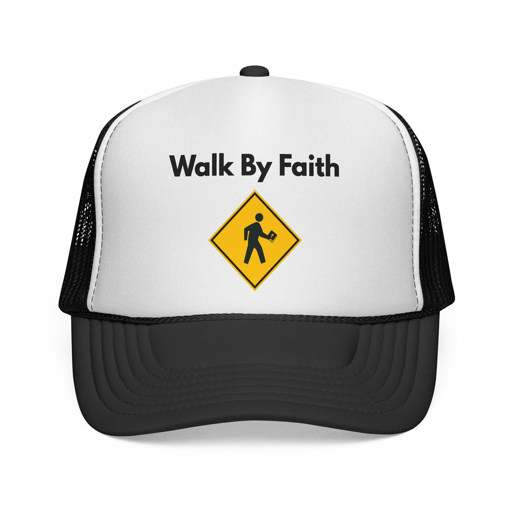 Walk By Faith Trucker Hat Christian Baseball Cap with Walk Sign Design, Faith-Based Headwear, Inspirational Christian Gift