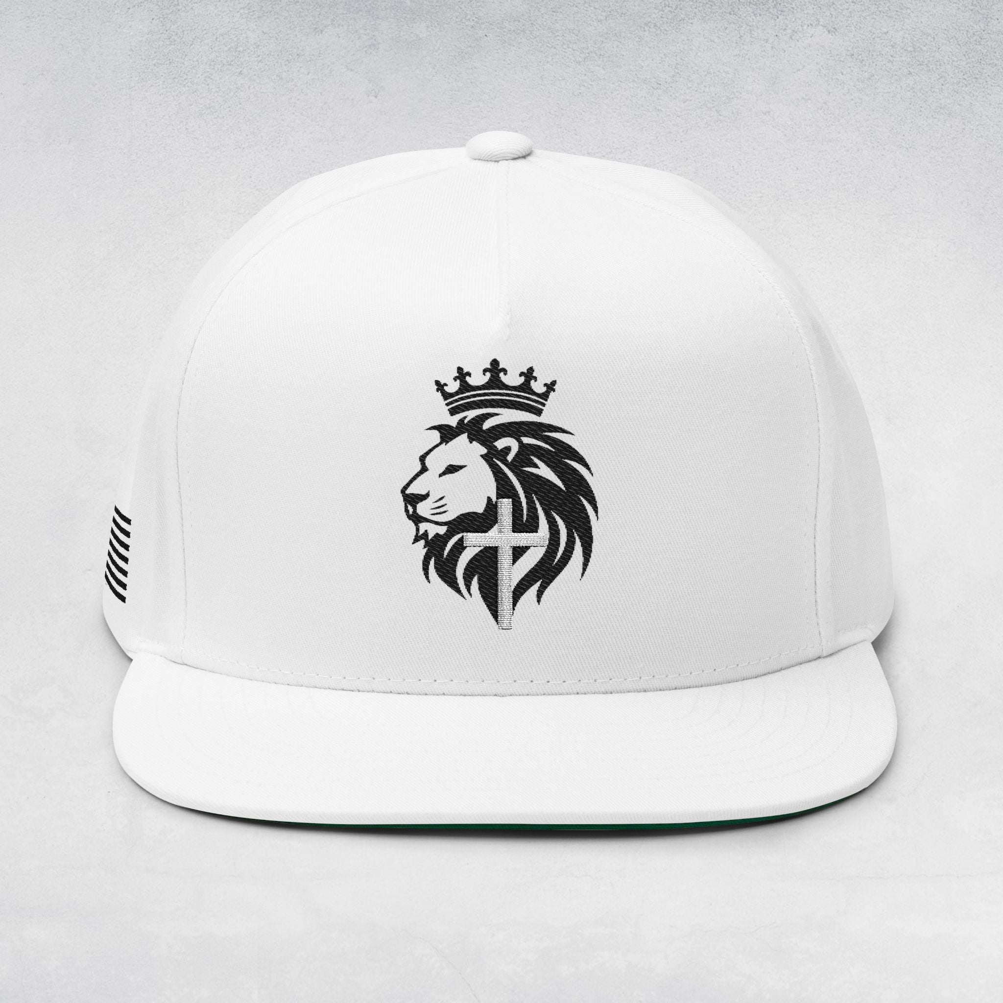 Majestic Lion of Judah Flat Bill Cap | Embroidered Crown Snapback Hat | Revelation 5:5 | Christian Streetwear & Gift