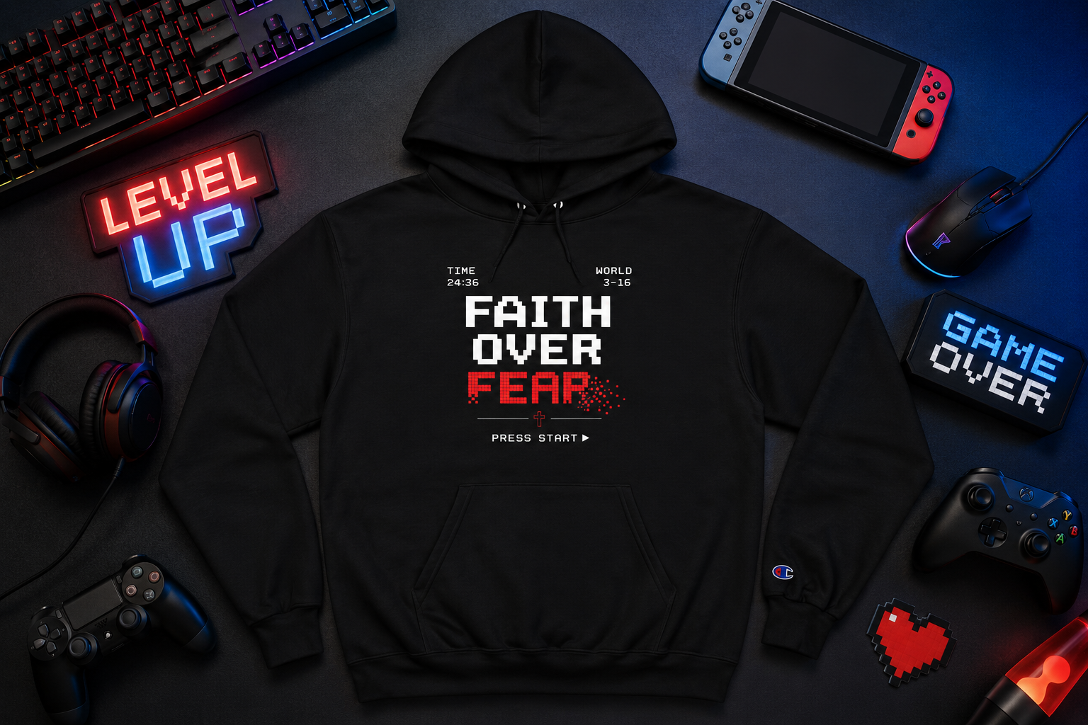Faith Over Fear Hoodie | Christian Champion® Hoodie | Premium Christian Streetwear