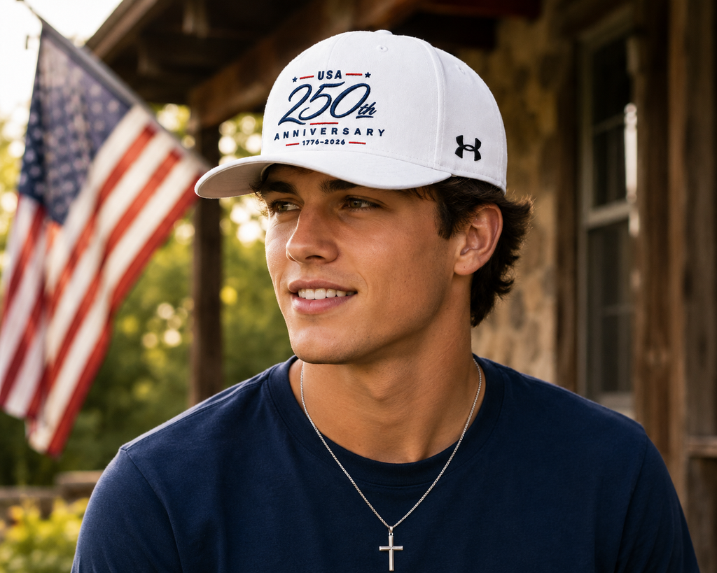 USA 250th Anniversary Embroidered Cap | 1776–2026 Patriotic White Baseball Hat