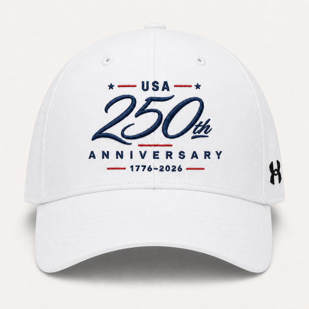 USA 250th Anniversary Embroidered Cap | 1776–2026 Patriotic White Baseball Hat