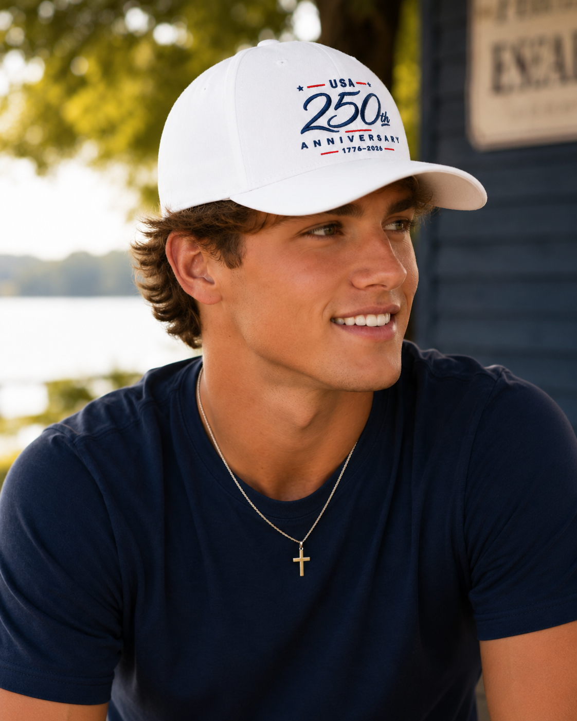 USA 250th Anniversary Embroidered Cap | 1776–2026 Patriotic White Baseball Hat