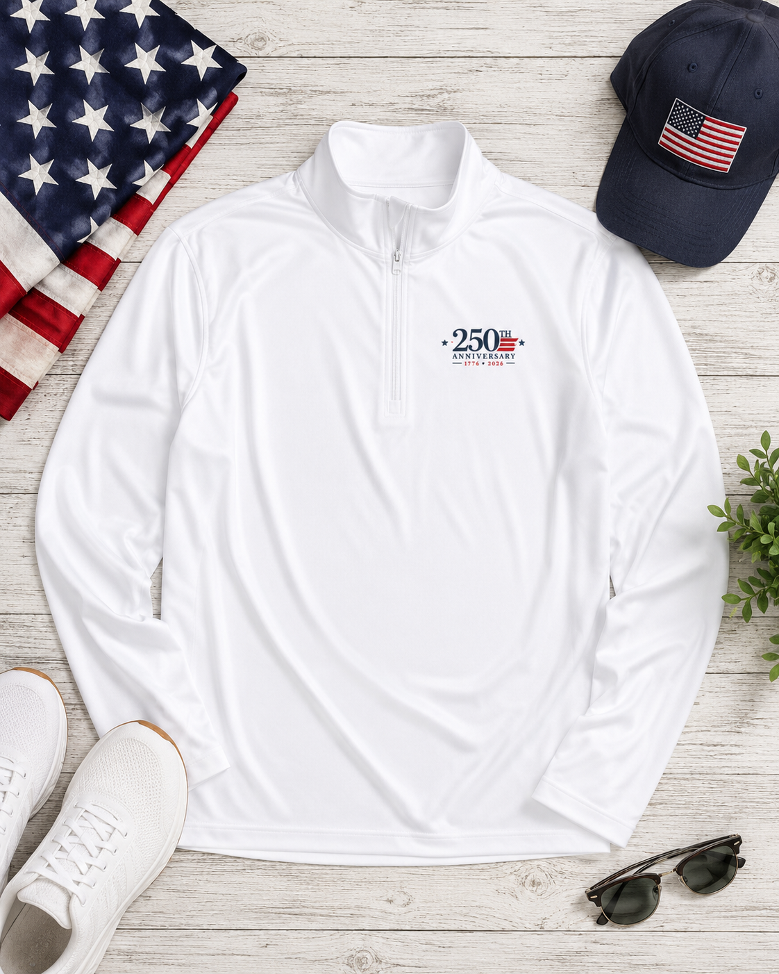 USA 250th Anniversary Quarter-Zip Pullover | 1776–2026 Patriotic Athletic Wear