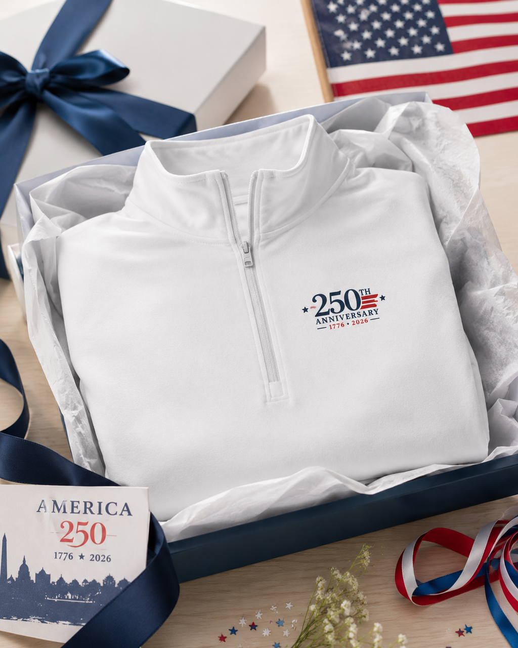 USA 250th Anniversary Quarter-Zip Pullover | 1776–2026 Patriotic Athletic Wear