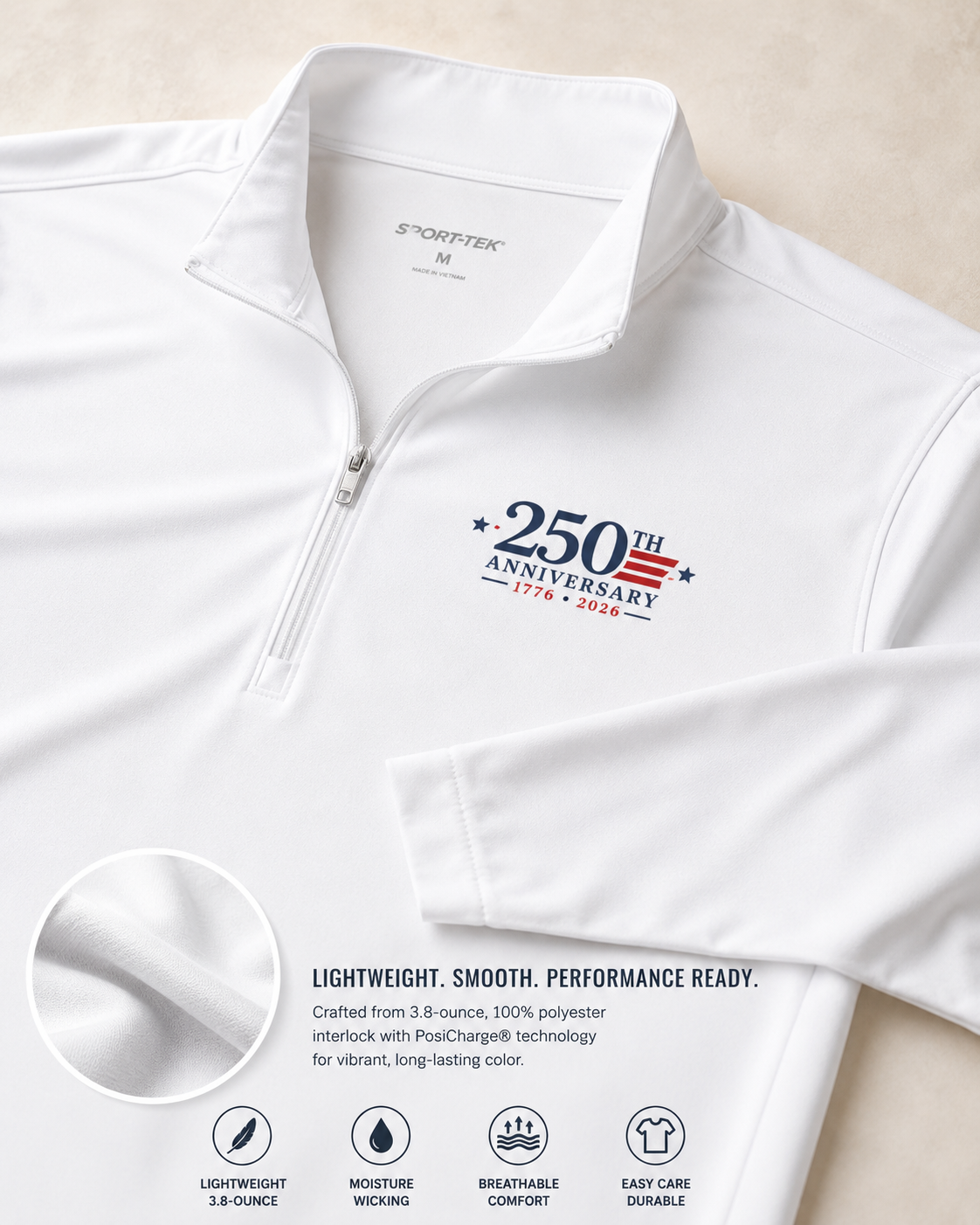 USA 250th Anniversary Quarter-Zip Pullover | 1776–2026 Patriotic Athletic Wear