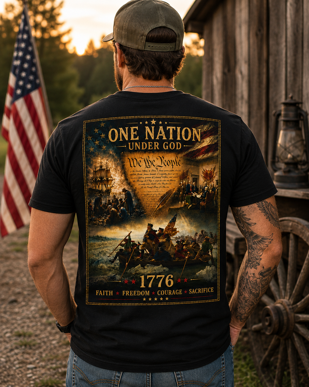 One Nation Under God 1776 Patriotic T-Shirt