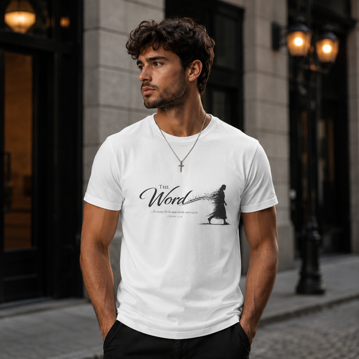 The Word Tee — Inspirational Christian Graphic T-Shirt (Scripture Silhouette)