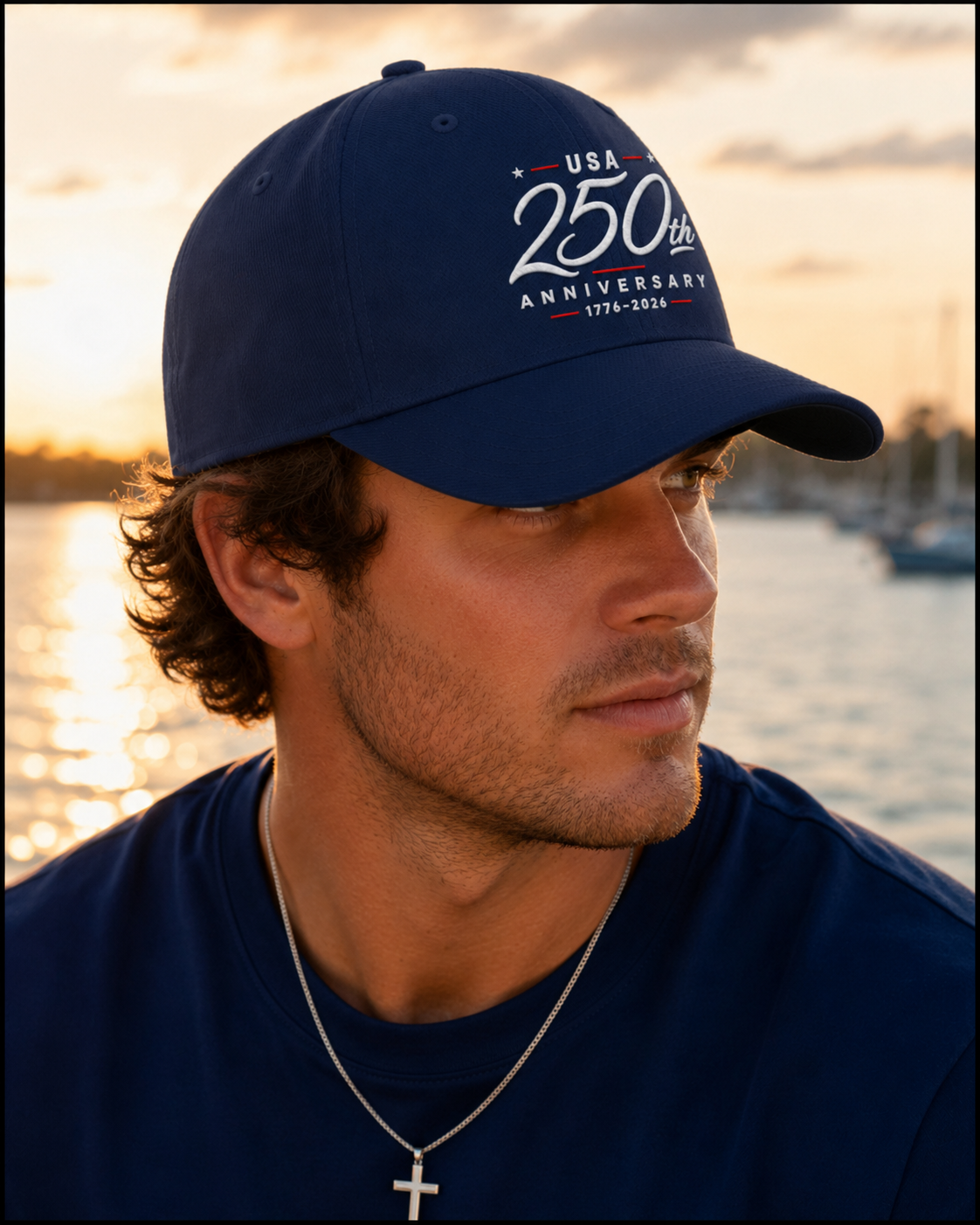 USA 250th Anniversary Embroidered Cap | Navy Blue Patriotic Hat