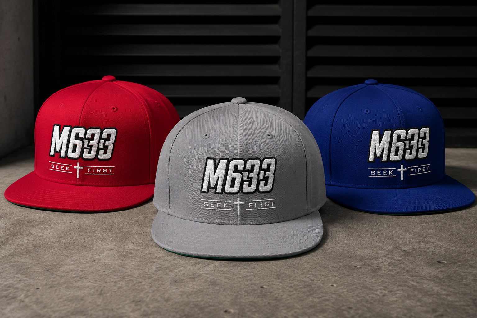 M633 “Seek First” Christian Snapback Hat | Matthew 6:33 Faith Streetwear Cap