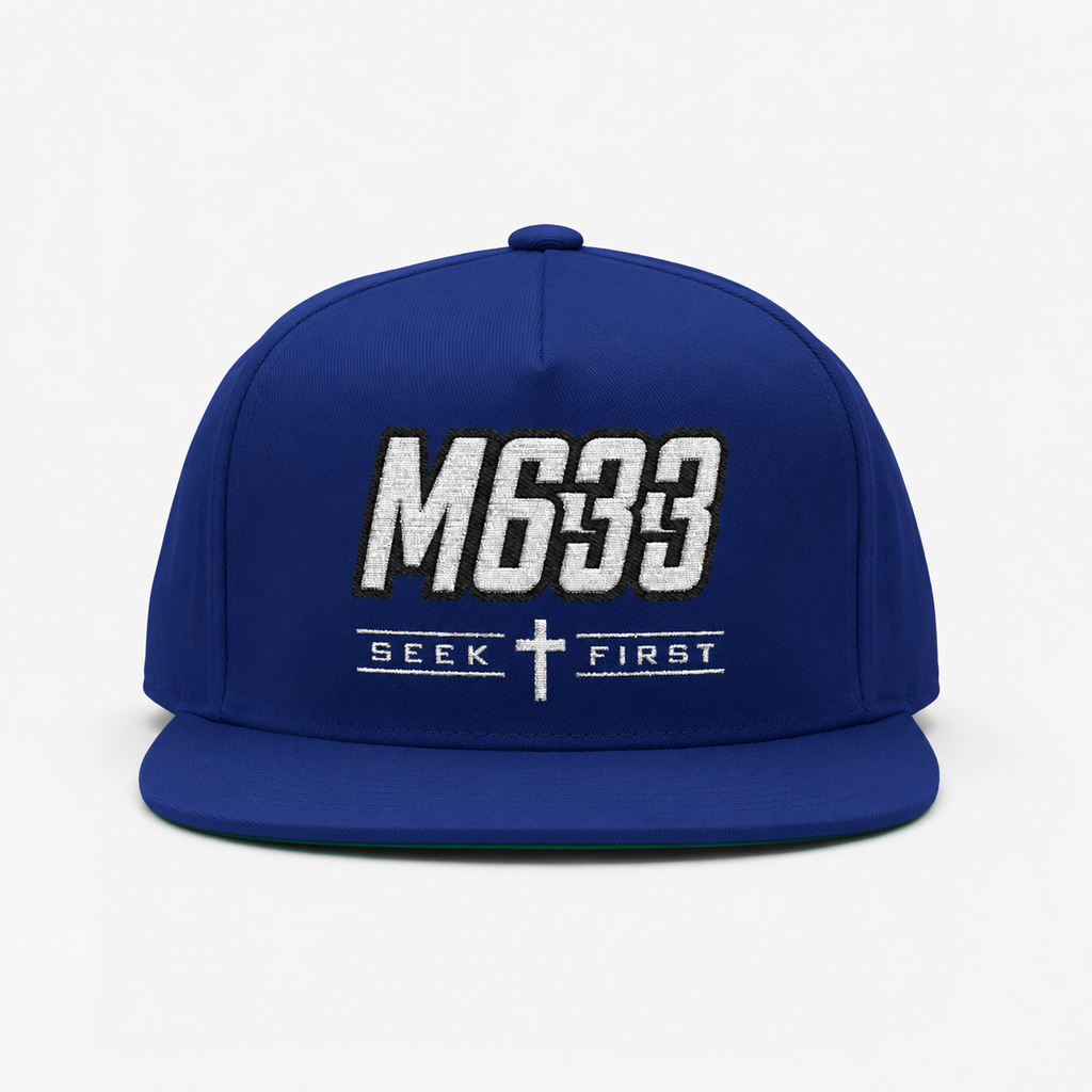 M633 “Seek First” Christian Snapback Hat | Matthew 6:33 Faith Streetwear Cap